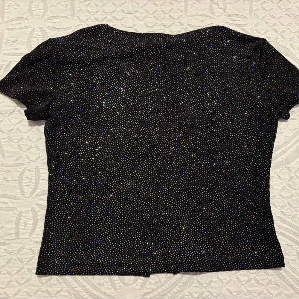 Necessary Objects Black Sparkle Short Sleeve Top - image 5